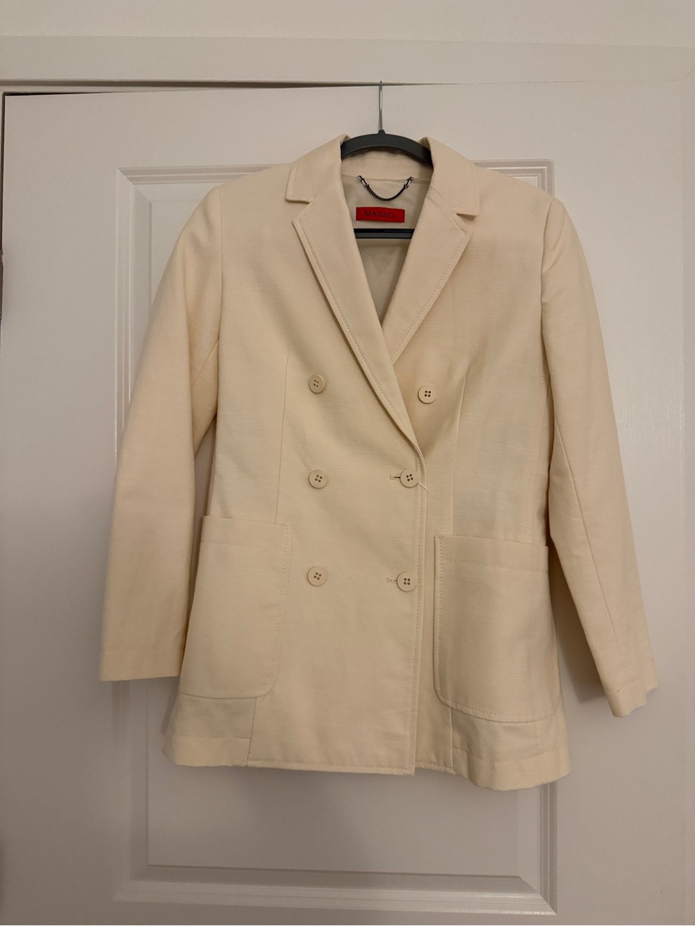 MAX & Co. Cream Double-Breasted Women's Blazer Jacket
